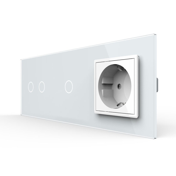 Сенсорный выключатель комб. на 3 линии 1 розетка 3 модуля Белый B Livolo