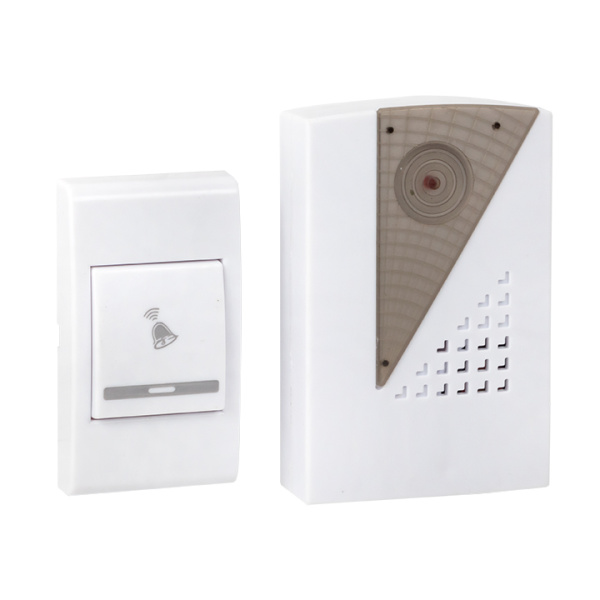 Звонок беспр, на батарейках 004 (бел,-сер, 36 мелод, с индик, 2х1,5В АA дист, 80м) Basic EKF