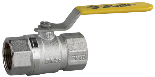 Кран шаровой полнопроход газовый "мама-мама", ручка, хромиров латунь, 1" ЗУБР