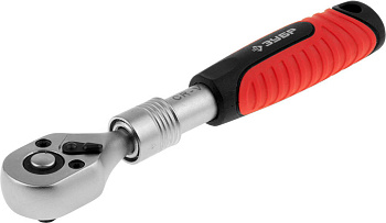 Трещотка для торцовых головок "ЭКСПЕРТ" (1/4"), телескопическая, Cr-V, 72 зубца, хроматированное покрытие, быстрый сброс ЗУБР