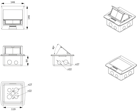 Donel Выдвижной блок 4 мод. алюминий (с уст. набором)