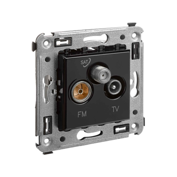 Розетка TV-FM-SAT в стену, "Avanti", "Черный квадрат" DKC