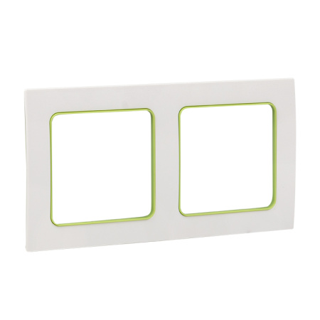 Стокгольм Рамка 2-местная белая с линией цвета зеленый EKF