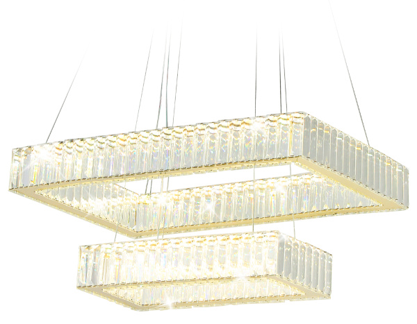 Подвесная светодиодная люстра с хрусталем TR5007/2 GD/CL золото/прозрачный 90W 3000K/4200K/6400K 600*400*950 (Без ПДУ) Ambrella Light