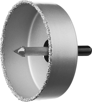 Коронка-чашка "Профессионал" c карбид-вольфрамовым нанесением, 89 мм, высота 25 мм, в сборе с державкой и сверлом ЗУБР