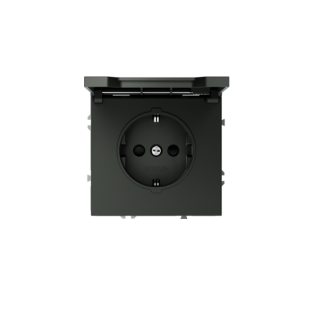 Розетка встраиваемая Voltum S70 с заземлением, защитными шторками и крышкой 16А, (титан)