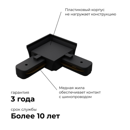 09-123 Коннектор угловой, однофазный, для накладного/подвесного шинопровода, IP20, 71х71х18мм, чёрный, пластик Apeyron