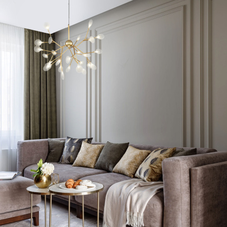 Умный подвесной светильник 27*G4 3Вт перламутровое золото IP20 Foglia (341 золото / белый) Bogate's