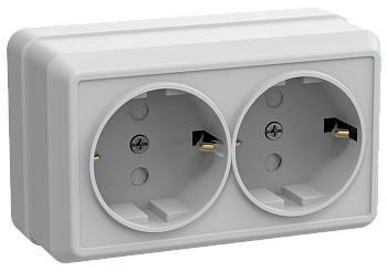 Розетка 2-местная ОУ РСш22-3-ОБ с з/з с защитной шторкой 16А ОКТАВА белый IEK