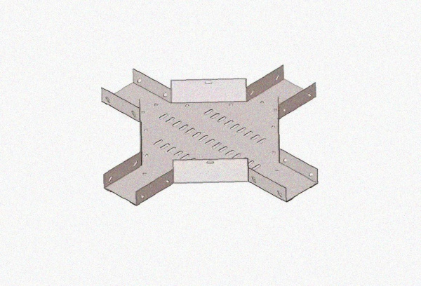 Лоток крестообразный замковый глухой КМЗГ 300х80 УХЛ1, оцинкованный лист, S1,0