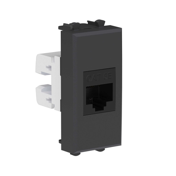 Компьютерная розетка RJ-45 без шторки модульная, кат.5е, "Avanti", "Черный матовый", 1 модуль DKC Компьютерная розетка RJ-45 без шторки модульная, кат.5е, "Avanti", "Черный матовый", 1 модуль DKC