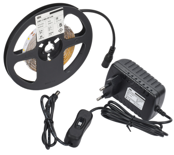 Комплект светодиодной подсветки "Сделай сам" (лента LED 5м LSR-2835W60-4,8-IP20-12В + драйвер + выкл