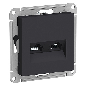 ATLASDESIGN Механизм розетки без лицевой панели СУ 2-ая компьютерная RJ45+RJ45 . карбон IP20 Schneider Electric