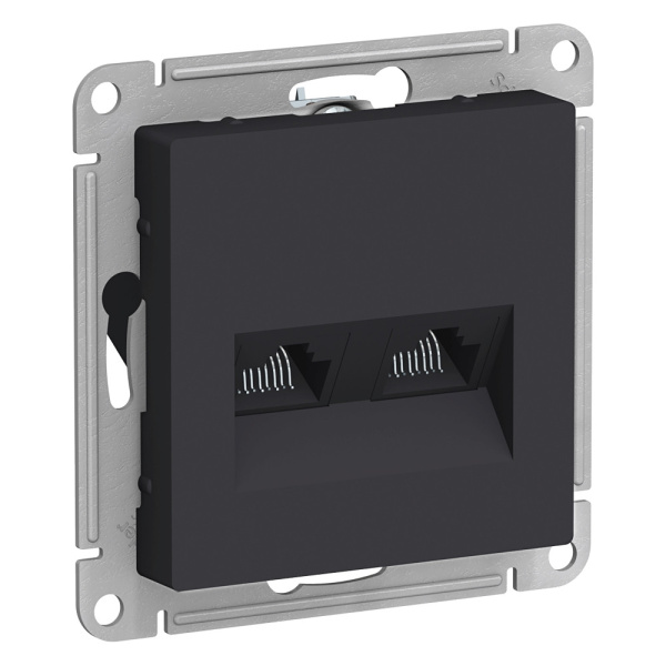 ATLASDESIGN Механизм розетки без лицевой панели СУ 2-ая компьютерная RJ45+RJ45 . карбон IP20 Schneider Electric