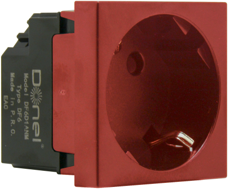 Donel Розетка 2К+З нем.ст., 45 гр., с з/ш, крас. матовая (45х45мм), серия (тип) DF6