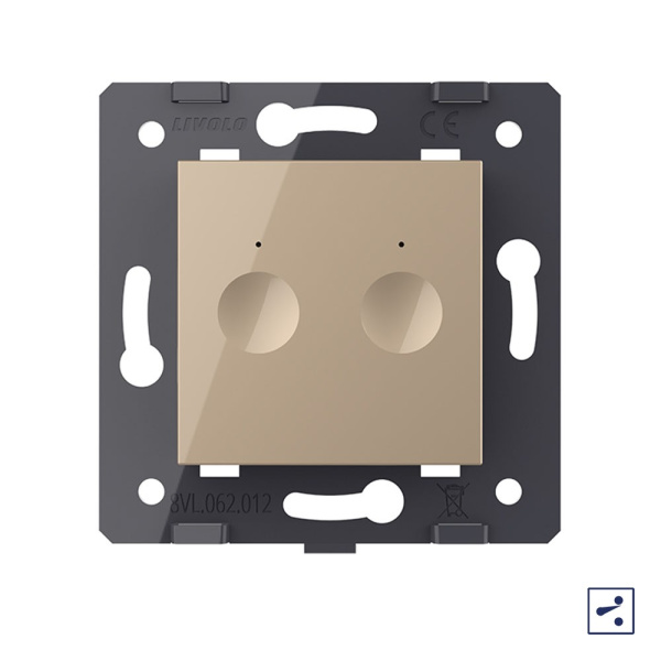 Двухклавишный проходной сенсорный выключатель Module, цвет золотой (механизм) Livolo
