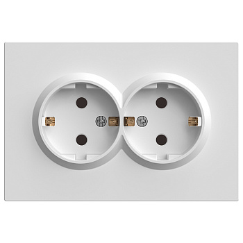 Розетка 2-местная с защитной шторкой, STEKKER, с/з, 250В, 16А, серия Эмили, RST16-5114-01, белый фарфор, soft touch