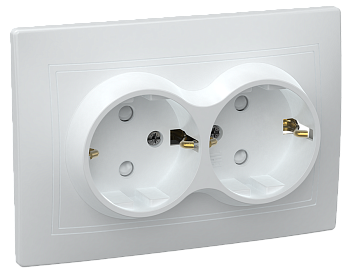 Розетка 2-местная РСш12-3-КБ с з/з с защитной шторкой 16А КВАРТА белый IEK