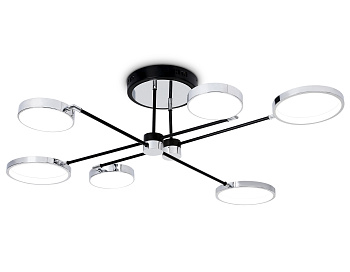 Светильник светодиодный потолочный с пультом FL5155/6 BK/CH черный/хром 84W 3000K/4200K/6400K 1100*1000*265 (ПДУ ИК) Ambrella Light