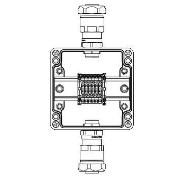 Взрывозащ. клемм. коробка из полиэстера TBE-P-03-(6xCBC.2)-1x6018ANP22BKM2SB(A)(C)1Ex e IIC Т5 Gb / Ex tb IIIC T95°C Db IP66 DKC