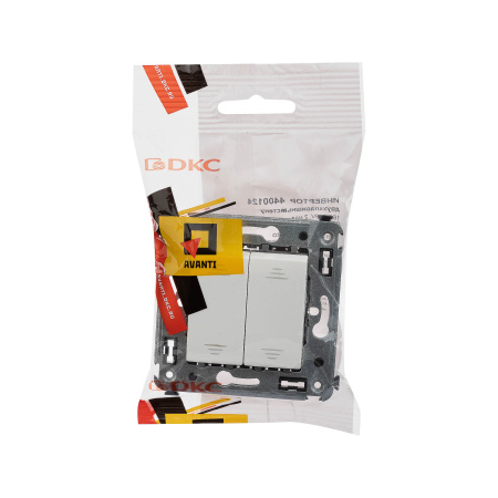 Перекрестный переключатель двухклавишный в стену, "Avanti", "Белое облако" DKC