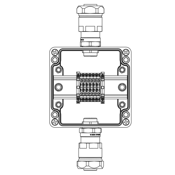 Взрывозащ. клемм. коробка из полиэстера TBE-P-03-(6xCBC.2)-1x6018ANP22BKM2SB(A)(C)1Ex e IIC Т5 Gb / Ex tb IIIC T95°C Db IP66 DKC