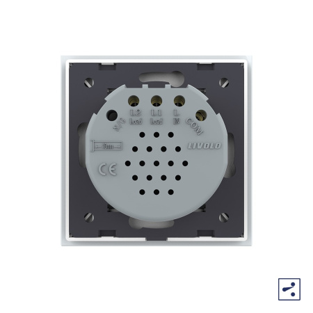 Сенсорный проходной выключатель 2 клавиши 1 пост Белый Livolo