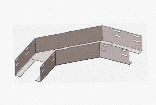 Лоток угловой перфорированный КГ 100х100-90 УХЛ1 поворот на 90, оцинкованный лист S1,2