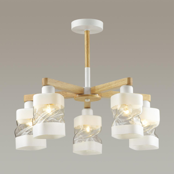 Люстра потолочная E27 5*60W 220V BONNIE белый,дерево LUMION