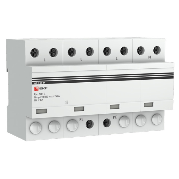 Устройство защиты от импульсных перенапряжений 4П Тип 1 Iimp 25kA (10/350μs) EKF