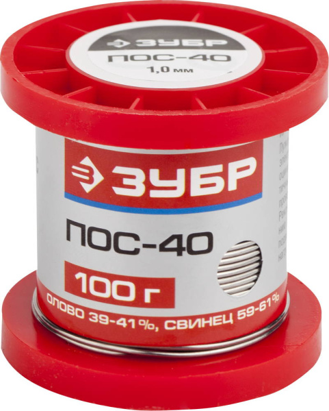 Припой, ПОС 40, проволока, 100г, 1мм ЗУБР