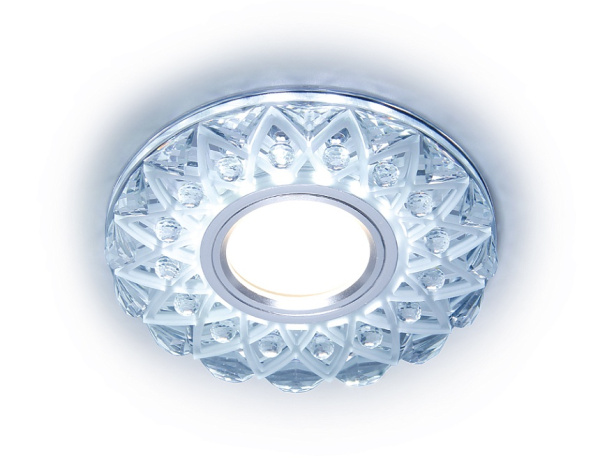 Встраиваемый точечный светильник с LED подсветкой S375 CL/FR прозрачный/матовый GU5.3+3W(LED WHITE) D120*25 Ambrella Light