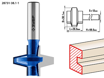 38.1x28,6мм, хвостовик 12мм, фреза пазо-шиповая наборная ЗУБР