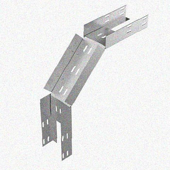Лоток перфорированный КС 250х65-90 УТ1,5 для поворота трассы вниз на 90, оцинкованный лист S1,5