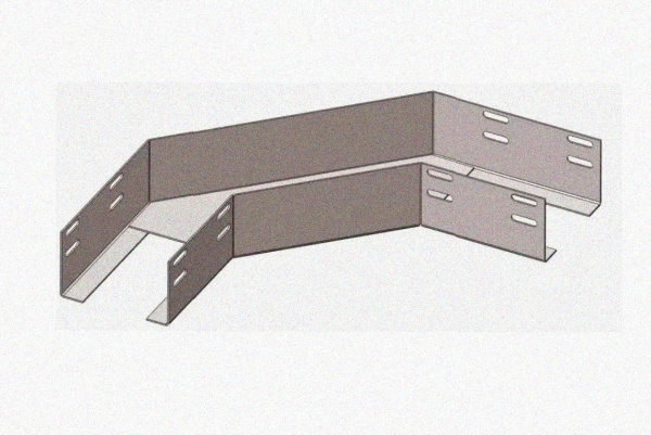 Лоток угловой замковый глухой КГЗГ 200х50-90 УТ1,5 поворот на 90, горячее цинкование, S1,0