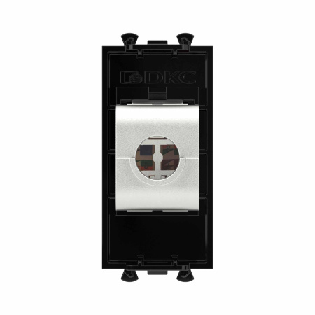 Компьютерная розетка RJ-45 без шторки модульная, кат.6А экранированная, "Avanti", "Черный квадрат", 1 модуль DKC