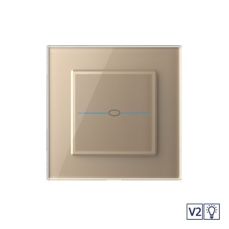 Сенсорный диммер Quadro версия 2, 1 клавиша 1 пост Золотой Livolo