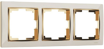 Snabb Рамка горизонт/вертик 3 пост . слоновая кость/золото IP20 Werkel