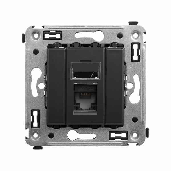 Компьютерная розетка RJ-45 в стену, кат.6 одинарная,"Avanti", "Черныйматовый" DKC