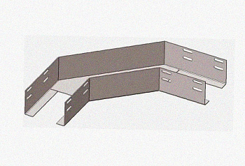 Лоток угловой перфорированный КГ 100х50-90 У3 поворот на 90, окрашенный, S1,5