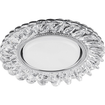 Св-к встр.с белой LED подсветкой Feron CD4034 потолочный GX53 без лампы, прозр., хром