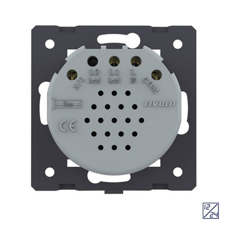 Выключатель Quadro 1 клавиша 12/24В Черный (механизм) Livolo