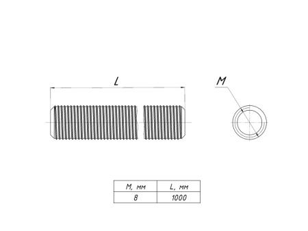 Шпилька резьбовая М8x1000 DIN 975 EKF