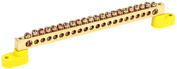 Шина PE "земля" на двух угловых изоляторах ШНИ-8х12-22-У2-Ж IEK