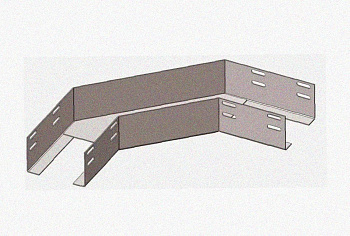 Лоток угловой перфорированный КГ 100х65-90 УХЛ1 поворот на 90, оцинкованный лист S1,0