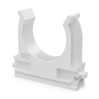 Крепёж-клипса для труб Полистирол белая d32 мм (25шт/500шт уп/кор) Промрукав