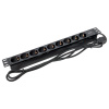 Блок розеток PDU TERACOM PRO 19" 1U 10А/250В 9 розеток Schuko шнур питания длиной 2 метра сечение 3x1,5 мм2 вилка C14 корпус пластик черный EKF