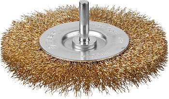 Профессионал. Щетка дисковая для дрели, витая латунированная стальная проволока 0,3мм, 100мм ЗУБР