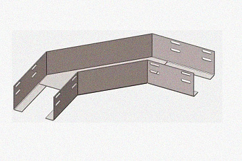Лоток угловой замковый глухой КГЗГ 200х80-90 УТ1,5 поворот на 90, оцинкованный лист S1,0