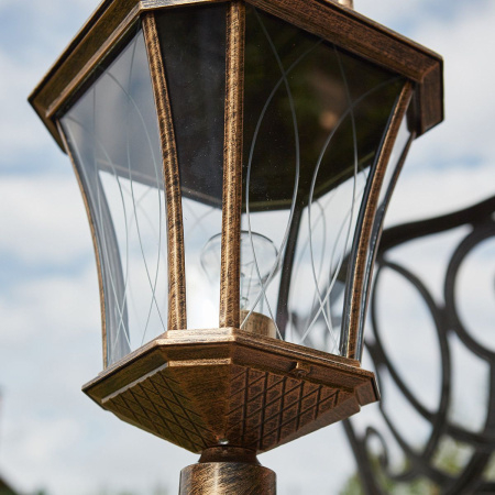 Уличный светильник на столбе 1*E27 черное золото IP44 Virgo F (a031929) Elektrostandard